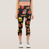 Fast Food Pattern Capri Leggings (Vorderseite)