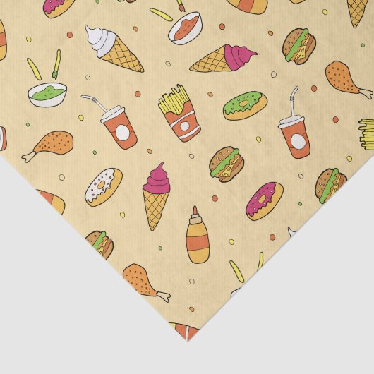 Fast Food Pattern gelb Seidenpapier (Ausschnitt)