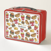 Fast Food Pattern individuelle Name Lunch Box (Vorderseite)