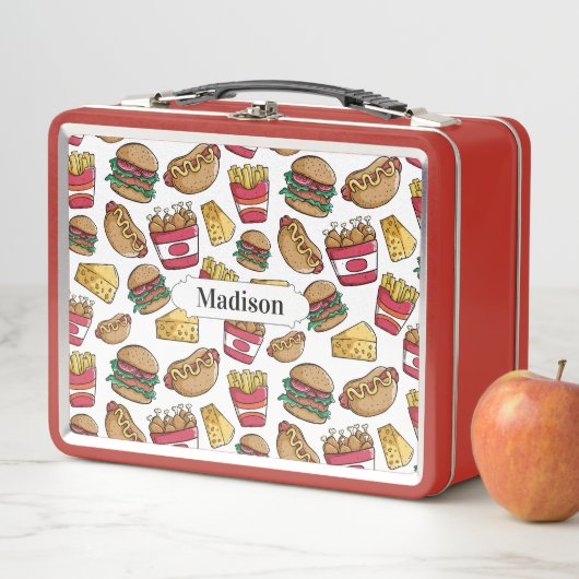 Fast Food Pattern individuelle Name Lunch Box (Beispiel)