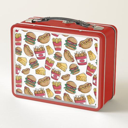 Fast Food Pattern individuelle Name Lunch Box (Rückseite)