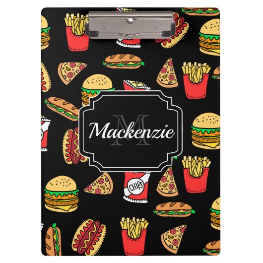 Fast Food Pattern Klemmbrett (Vorderseite)