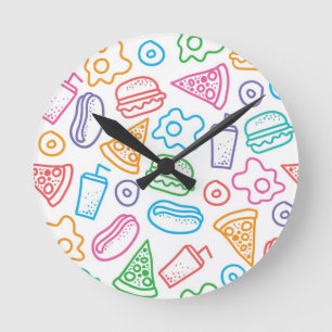 Fast food pattern runde wanduhr