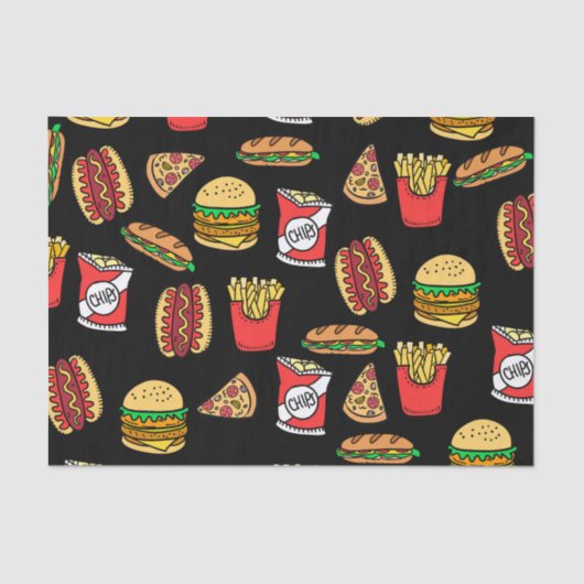 Fast Food Pattern Seidenpapier (Vorderseite)