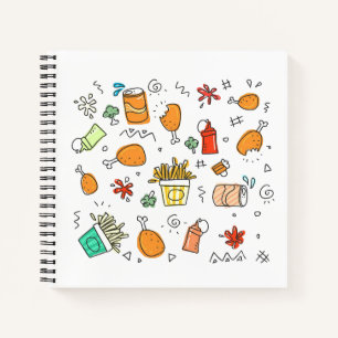 Fast Food Pattern Square Notebook Notizblock