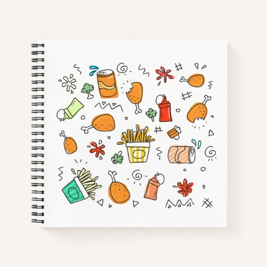 Fast Food Pattern Square Notebook Notizblock (Vorderseite)