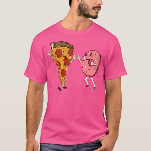 Fast Food Pizza und Donut T-Shirt (Vorderseite)