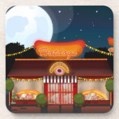 Fast Food Restaurant Cartoon Getränkeuntersetzer (Vorderseite)