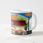 Fast Food Restaurant Cartoon Jumbo-Tasse (Vorderseite Rechts)