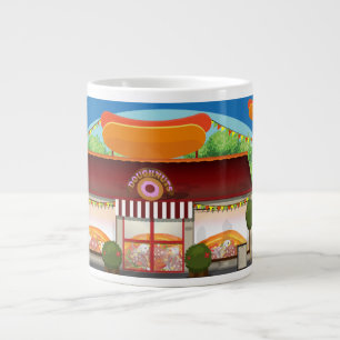 Fast Food Restaurant Cartoon Jumbo-Tasse