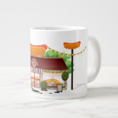 Fast Food Restaurant Cartoon Jumbo-Tasse (Vorderseite Rechts)