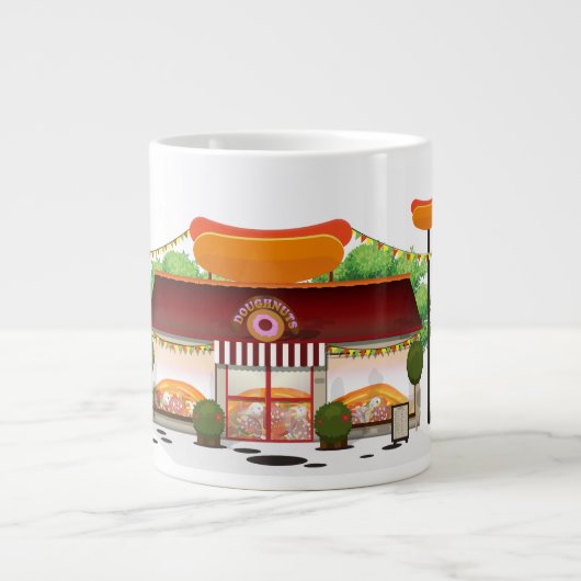 Fast Food Restaurant Cartoon Jumbo-Tasse (Vorderseite)
