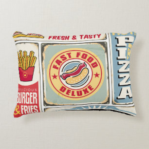 Fast Food Restaurants und Dinner Retro Schilder Co Dekokissen