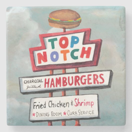 Fast Food Sign Steinuntersetzer (Vorderseite)