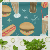 Fast Food Soda Fountain Deep Green Geschirrtuch (Gefaltet)