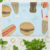 Fast Food Soda Fountain Junk Food Blue Geschirrtuch (Gefaltet)