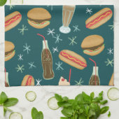 Fast Food Soda Fountain Junk Food Deep Green Geschirrtuch (Gefaltet)