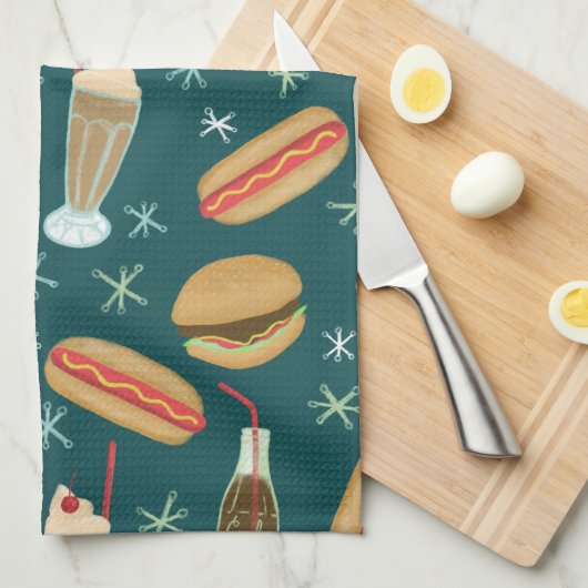Fast Food Soda Fountain Junk Food Deep Green Geschirrtuch (Viertel Falte)