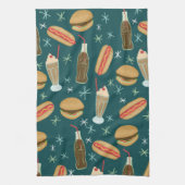 Fast Food Soda Fountain Junk Food Deep Green Geschirrtuch (Vertikal)