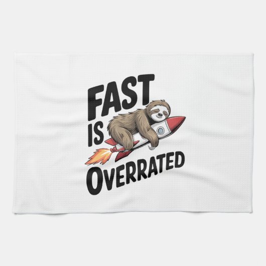 Fast is Overrated Sloth Rocket Geschirrtuch (Horizontal)