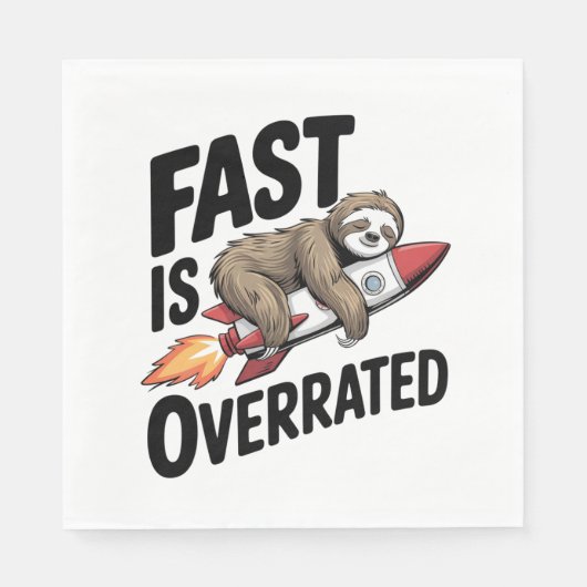 Fast is Overrated Sloth Rocket Serviette (Vorderseite)