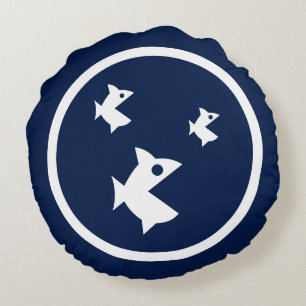 Fast navy-Blue-Fisch Rundes Kissen