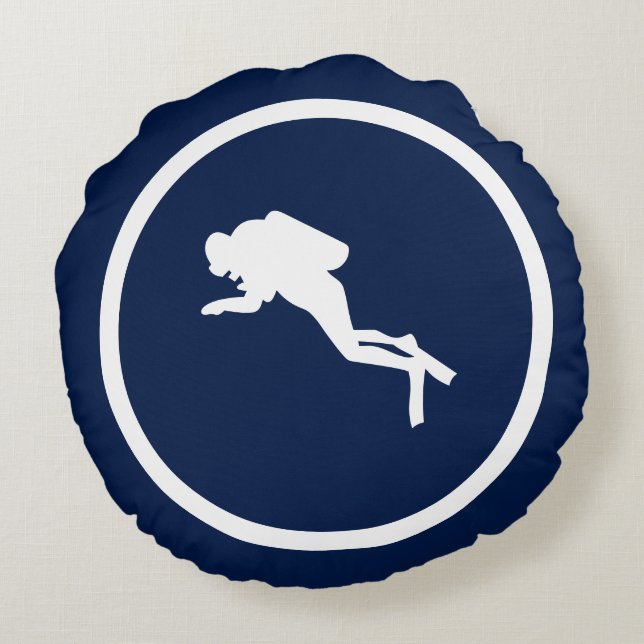 Fast navy SCUBA DIVER nautisch Rundes Kissen (Rückseite)