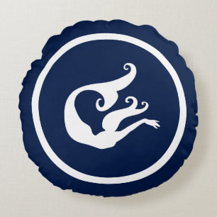 Fast Navy + Weiße Meerjungfrau nautisch Rundes Kissen