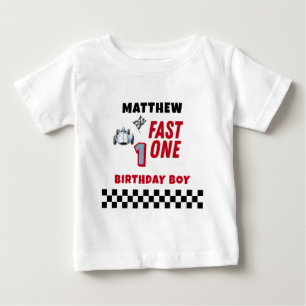Fast One 1. Geburtstag Junge Rennwagen Baby T-shirt
