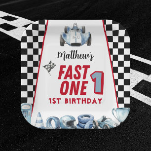 Fast One 1. Geburtstag Junge Rennwagen  Pappteller