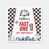 Fast One 1. Geburtstag Junge Rennwagen  Serviette (Vorderseite)