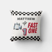Fast One 1st birthday Boy Racing Car Kissen (Vorderseite)
