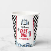 Fast One 1st birthday Boy Racing Car Pappbecher (Vorderseite)