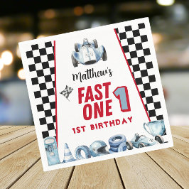 Fast One 1st birthday Boy Racing Car  Serviette