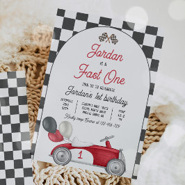 Fast One Birthday Party Red Race Car 1st Birthday Einladung