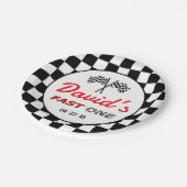 Fast ONE | Black White Race Car Flags Birthday  Pappteller (Schrägansicht)
