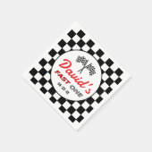 Fast ONE | Black White Race Car Flags Birthday Serviette (Ecke)