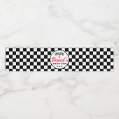 Fast ONE | Black White Race Car Flags Birthday Wasserflaschenetikett (Einzelnes Label)