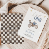 Fast ONE Blue Dirt Bike Einladung Geburtstag