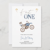 Fast ONE Blue Dirt Bike Einladung Geburtstag (Vorderseite)