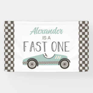 Fast One Blue Race Car 1. Geburtstag Banner