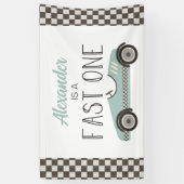 Fast One Blue Race Car 1. Geburtstag Banner (Vertikal)