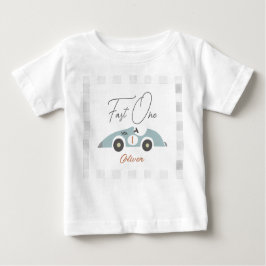 Fast One Blue Race Car Boy 1. Geburtstag Baby T-shirt