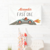 Fast One Blue Race Car Geburtstag Banner (Insitu)