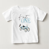 Fast ONE Blue Race Car Race On Birthday T - Shirt (Vorderseite)