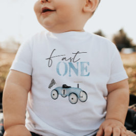 Fast ONE Blue Race Car Race On Birthday T - Shirt
