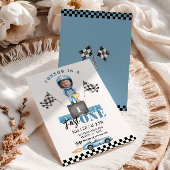 Fast One Blue Rennwagen 1 Foto Geburtstag Einladung