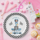 Fast One Blue Rennwagen 1 Foto Geburtstag Pappteller (Party)