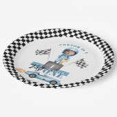 Fast One Blue Rennwagen 1 Foto Geburtstag Pappteller (Schrägansicht)