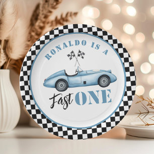Fast One Blue Rennwagen Junge 1. Geburtstag Pappteller